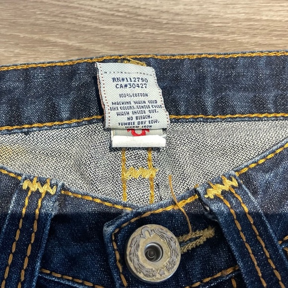 Vintage True Religion Jeans Snap Pocket Low Rise No Stretch Sz 26 Dark Blue USA - Picture 9 of 14